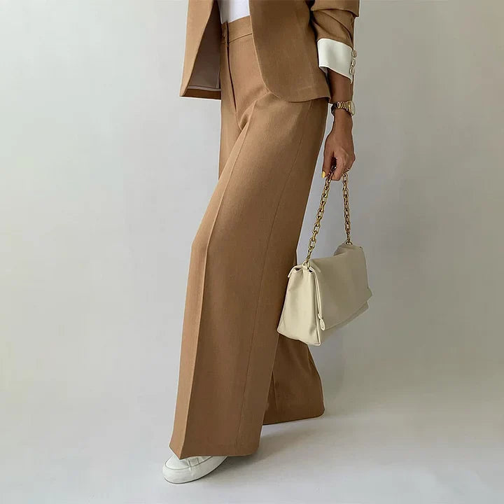 Damesset | Hoge taille | Wijde pijpen | Tweedelige set | Blazer en pantalonset-Boetiek Moda