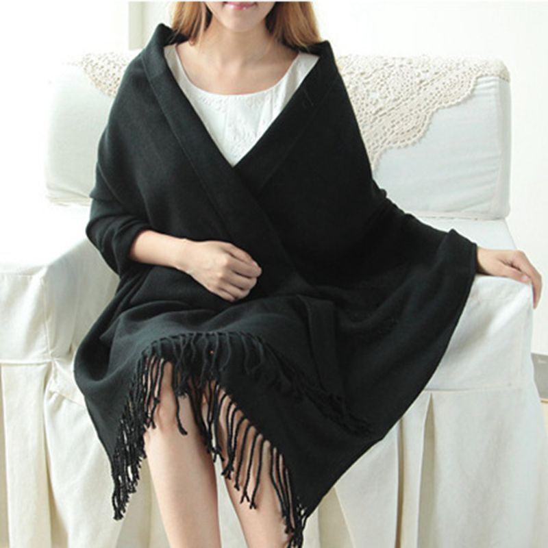 Damessjaal - Kwastjes - Lichtgewicht - Grote sjaal - Oversized deken sjaal-Boetiek Moda