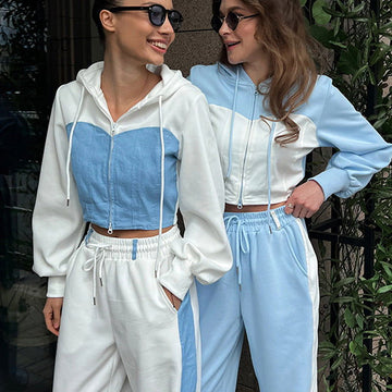 Damestrainingspak | Zip-Up | Wijde Pijp | Sweats Set | Joggingset-Boetiek Moda