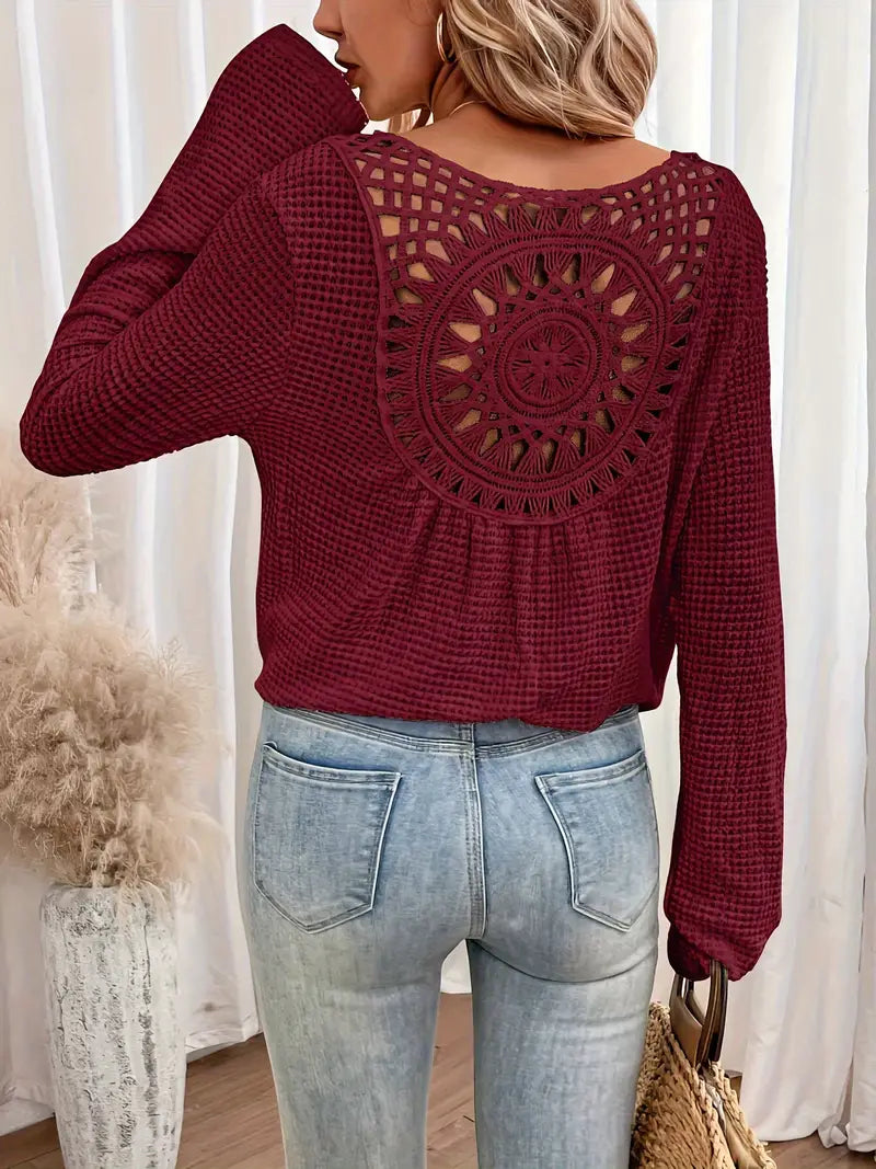 Damestrui | Casual | Gehaakt | Boho Blouse | Vrouwen Lange Mouw Tops-Boetiek Moda