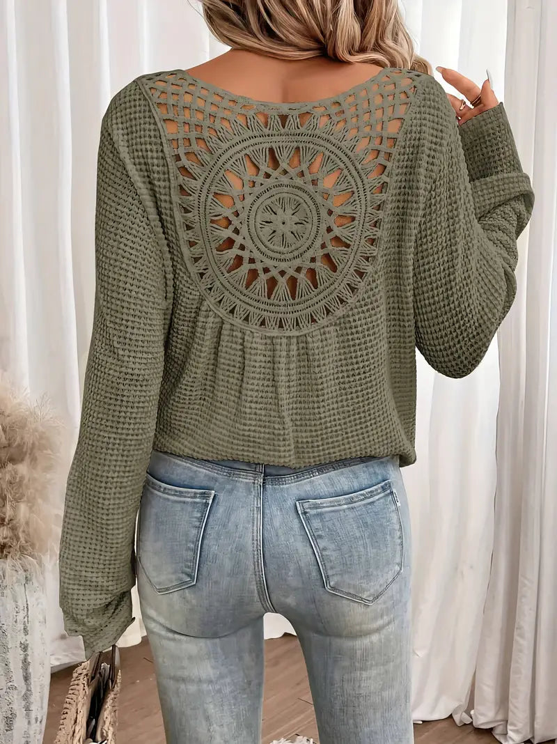 Damestrui | Casual | Gehaakt | Boho Blouse | Vrouwen Lange Mouw Tops-Boetiek Moda