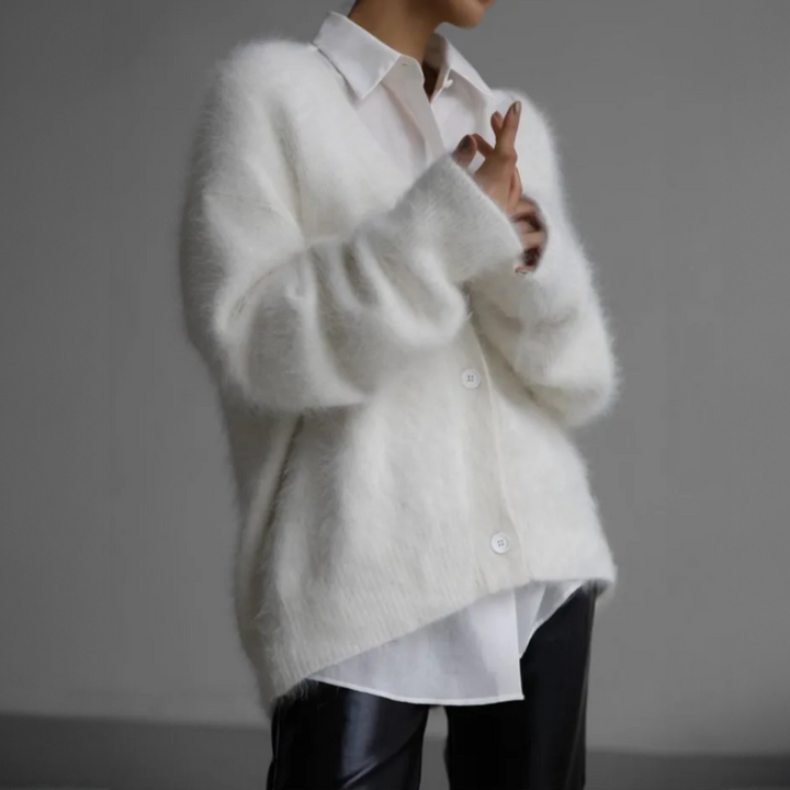 Damesvest - Fuzzy - Knoopsluiting - Gebreid vest - Oversized vest-Boetiek Moda