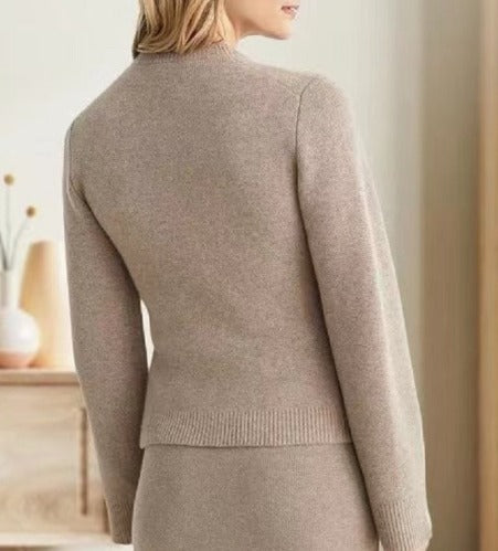 Damesvest - Gebreid vest met lange mouwen en zakken-Boetiek Moda