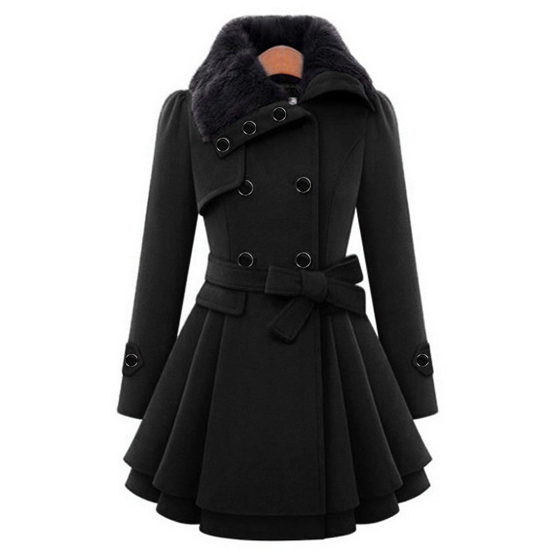 Dameswinterjas - Dubbelrijks - Riem - Prinsessenjas - Wintertrenchcoat-Boetiek Moda