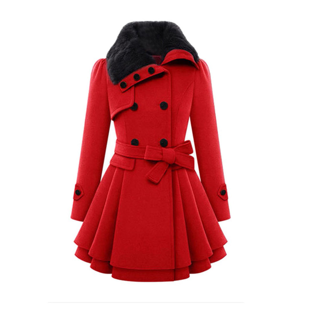 Dameswinterjas - Dubbelrijks - Riem - Prinsessenjas - Wintertrenchcoat-Boetiek Moda