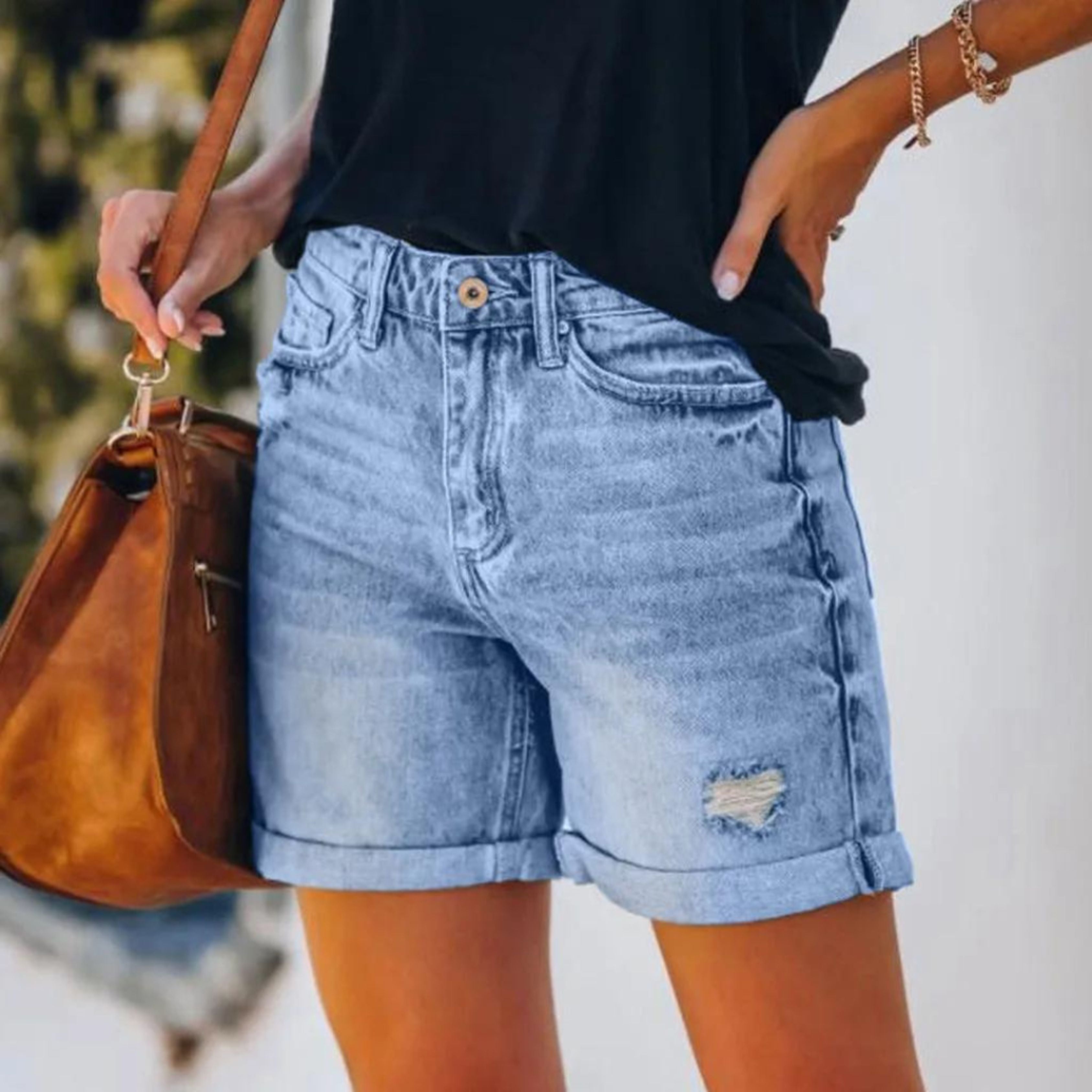Denim Korte Broek - Blauw - Zomer - Jeans Korte Broek - Dames Korte Broek-Boetiek Moda