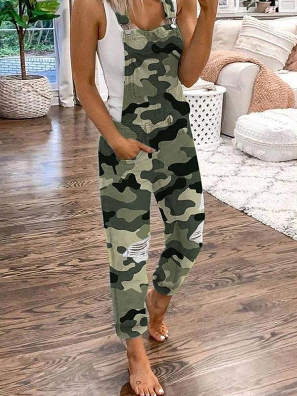 Denim Overalls - Ripped - Mouwloos - Denim tuinbroek - Jumpsuit Denim voor Dames-Boetiek Moda