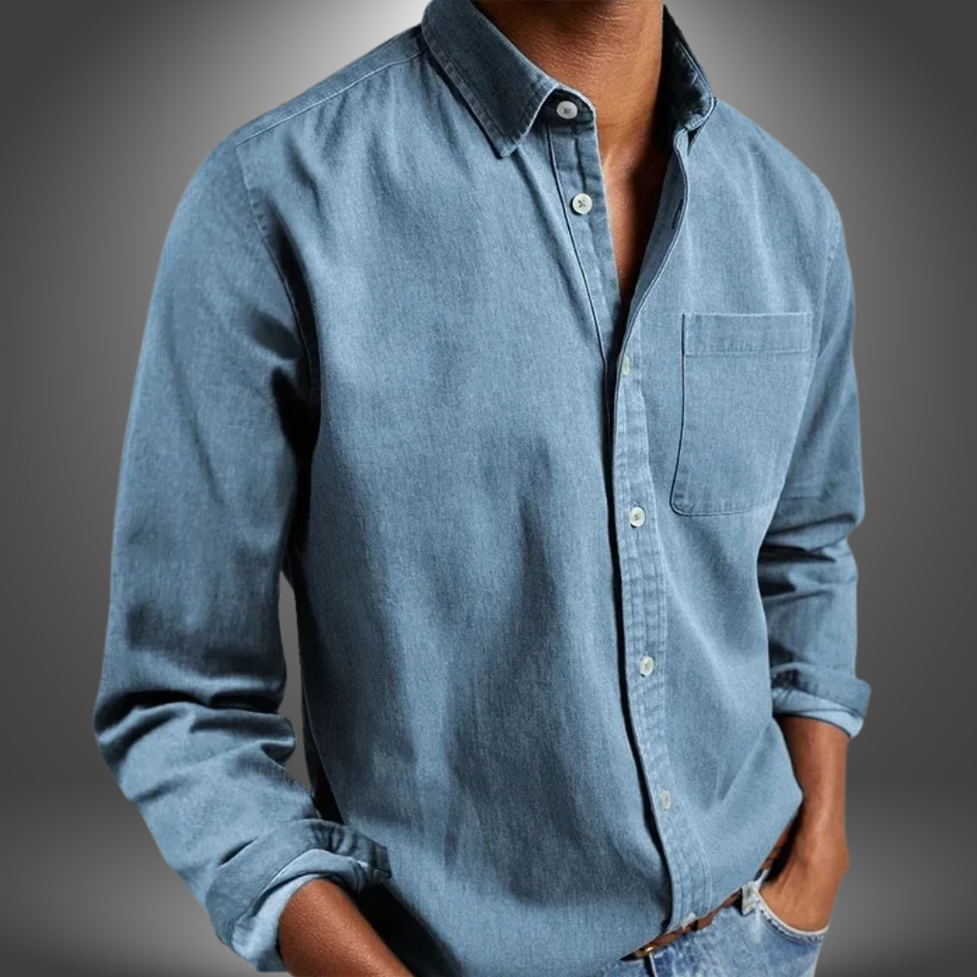 Denim Overhemd | Lange Mouw | Regular Fit | Button-Up Overhemd | Heren Overhemden-Boetiek Moda