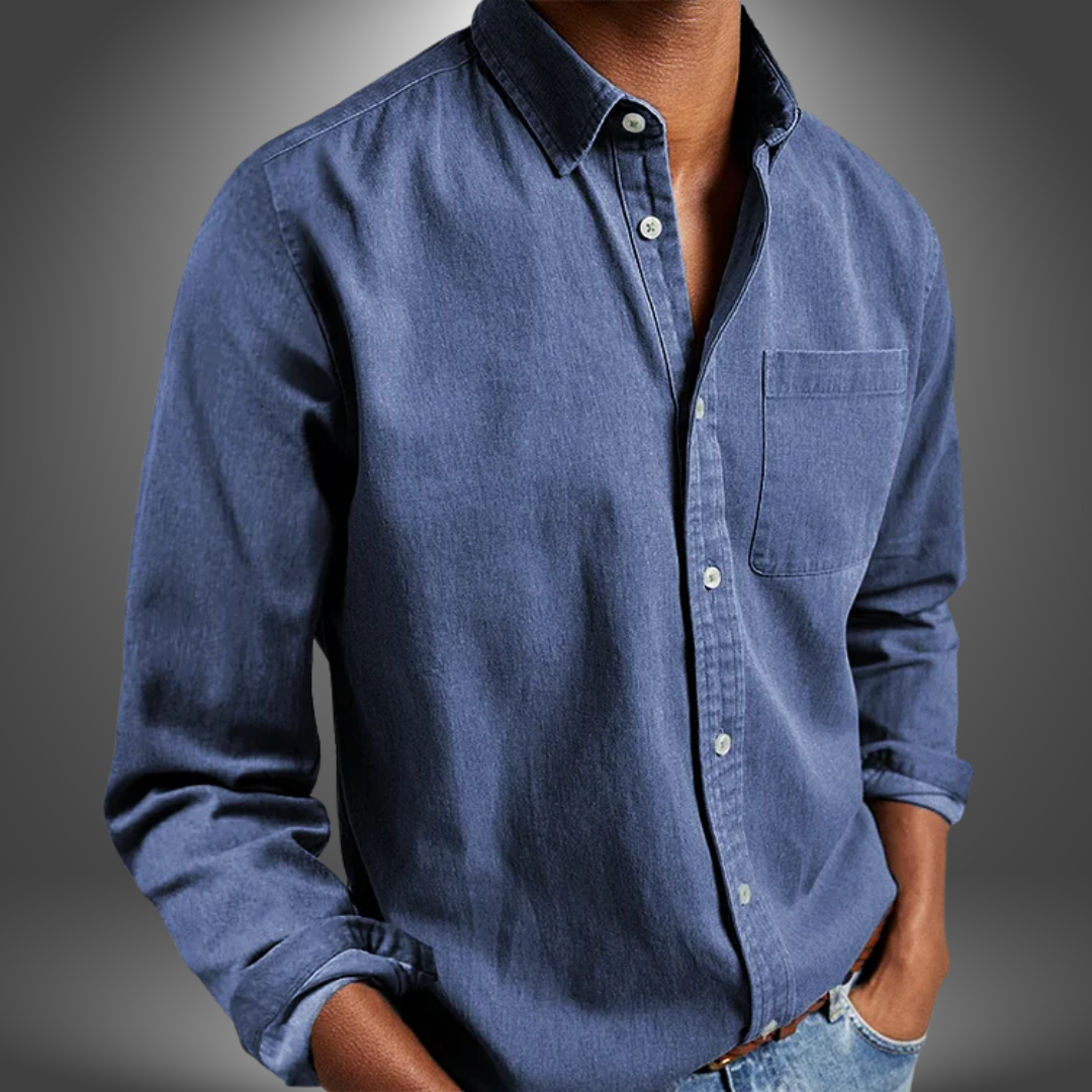 Denim Overhemd | Lange Mouw | Regular Fit | Button-Up Overhemd | Heren Overhemden-Boetiek Moda