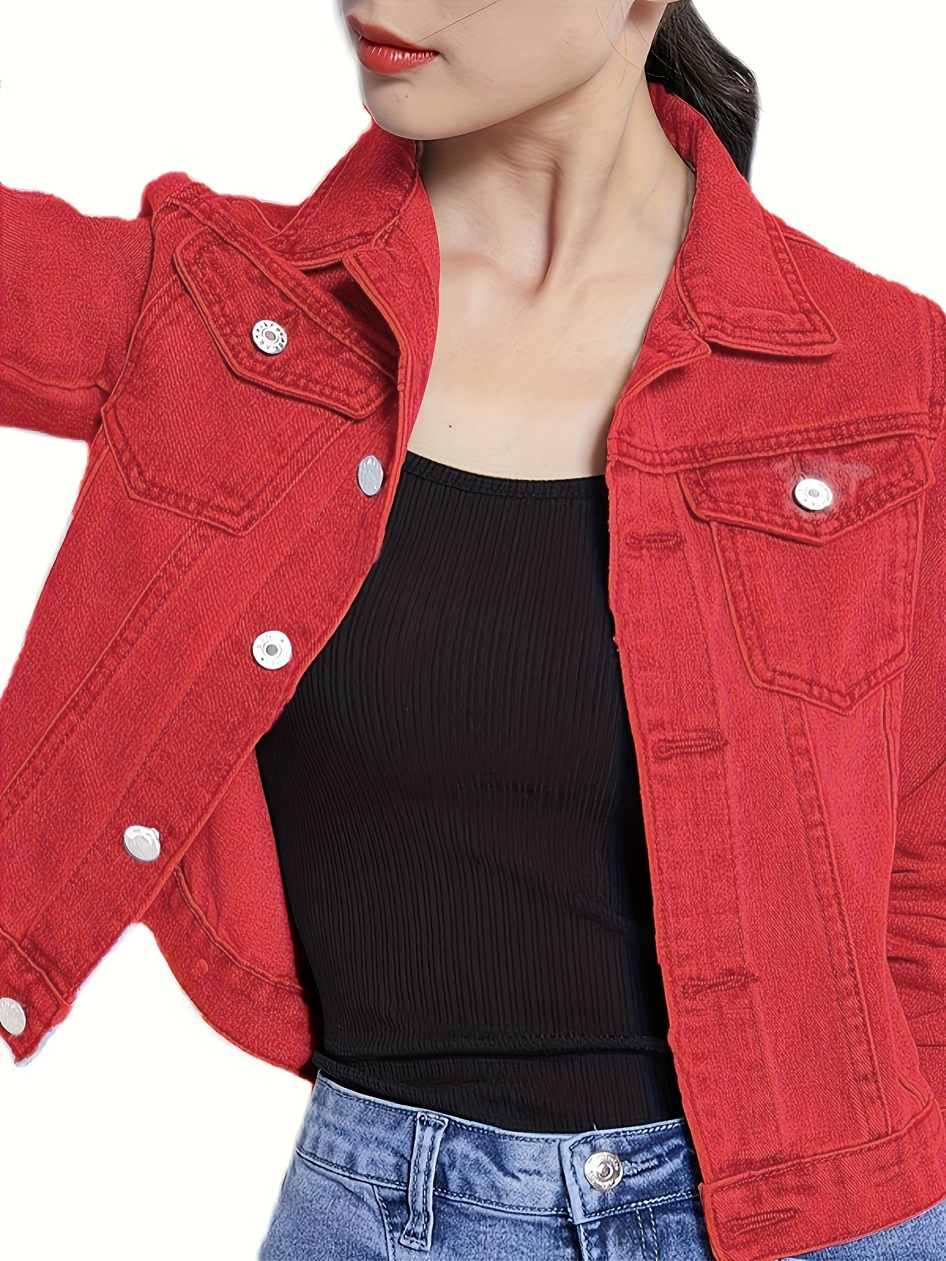 Denim jack - Slim fit damesjas met klassieke knoopsluiting-Boetiek Moda