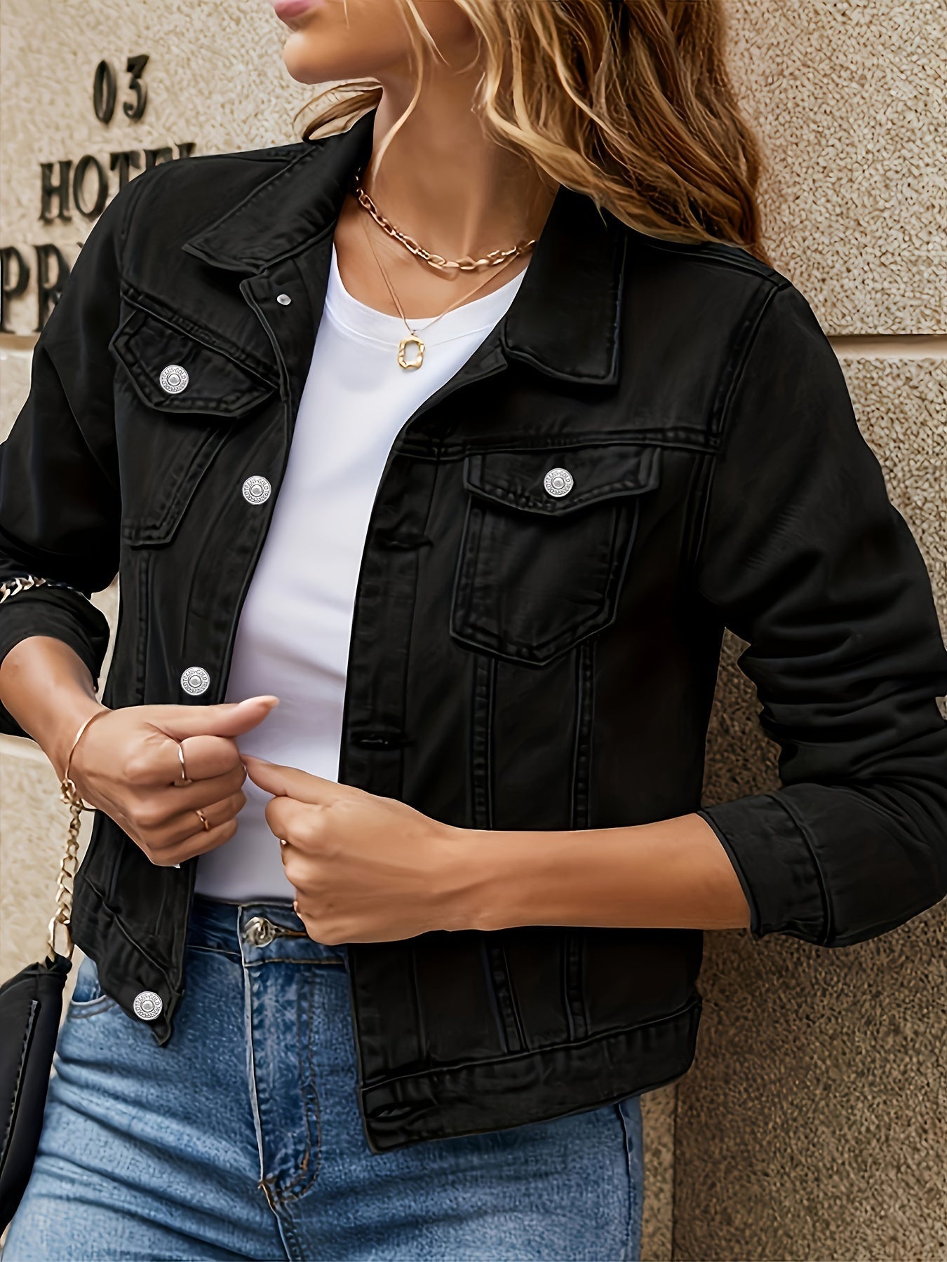 Denim jack - Slim fit damesjas met klassieke knoopsluiting-Boetiek Moda