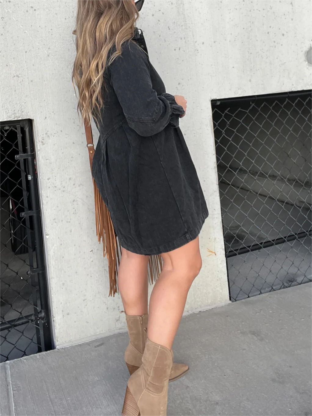 Denim jurk - Lange mouwen - Losse pasvorm - Mini denim jurk - Overhemdjurk-Boetiek Moda