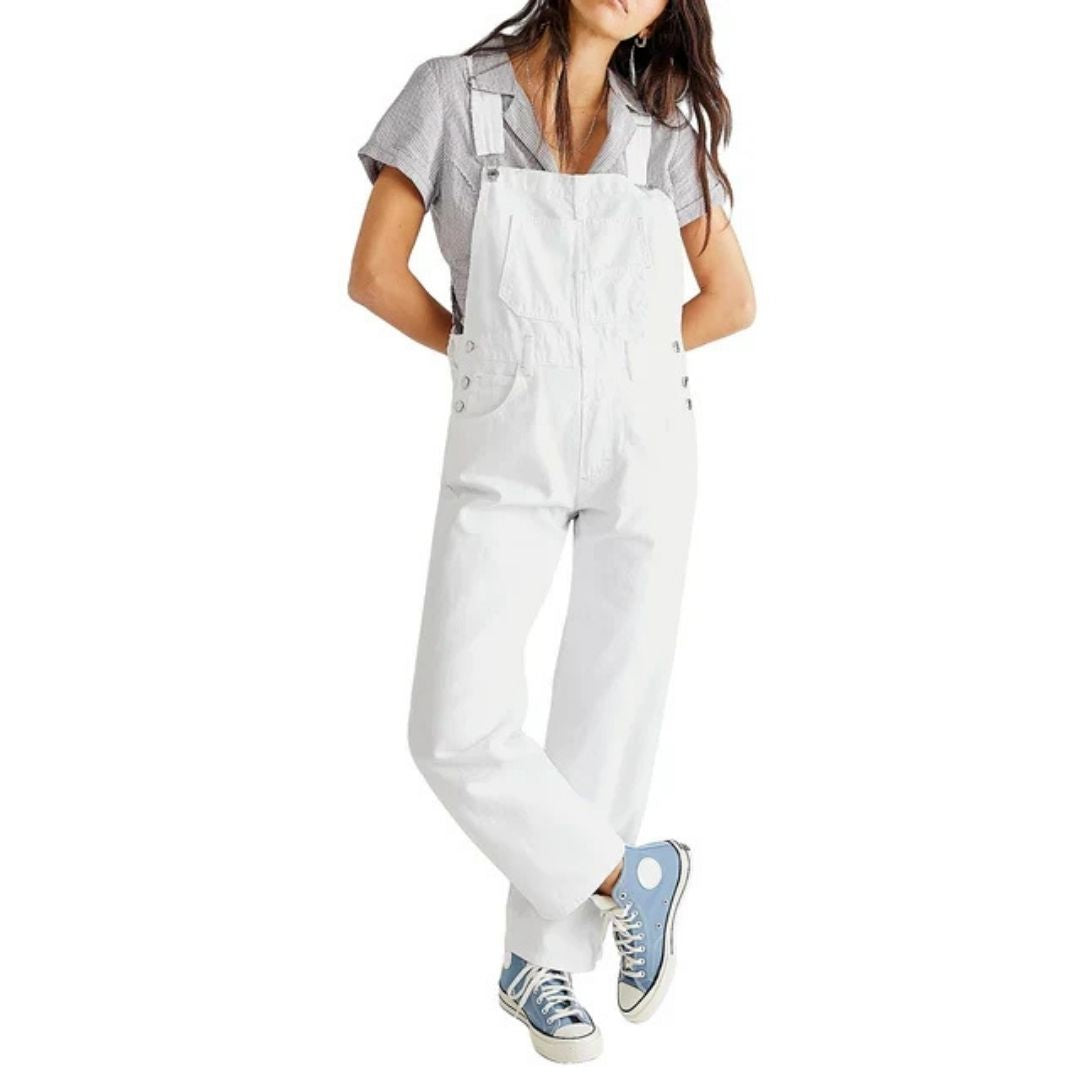 Denim tuinbroek - Casual - Mouwloos - Denim jumpsuit - Denim overall voor dames-Boetiek Moda
