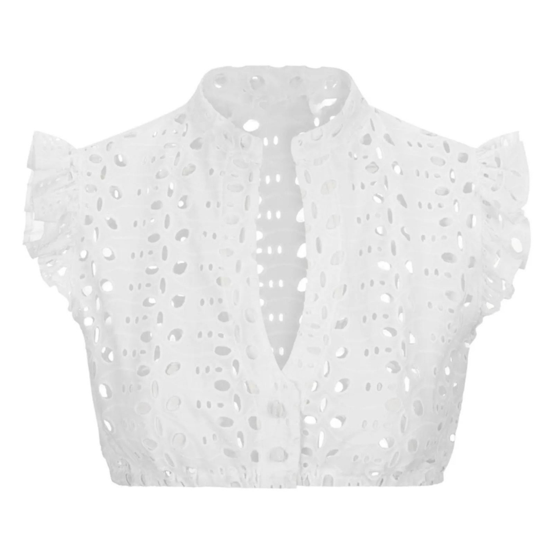 Dirndl Blouse - Wit - V-Hals - Oktoberfest Top - Oktoberfest Outfit-Boetiek Moda