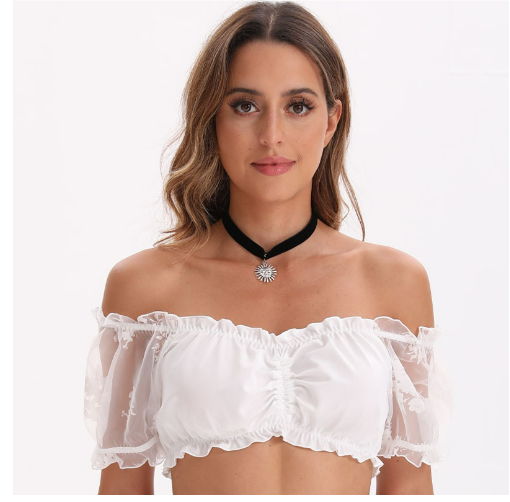 Dirndl-blouse - Kant - Korte mouwen - Dirndl-top - Oktoberfest-outfit voor dames-Boetiek Moda
