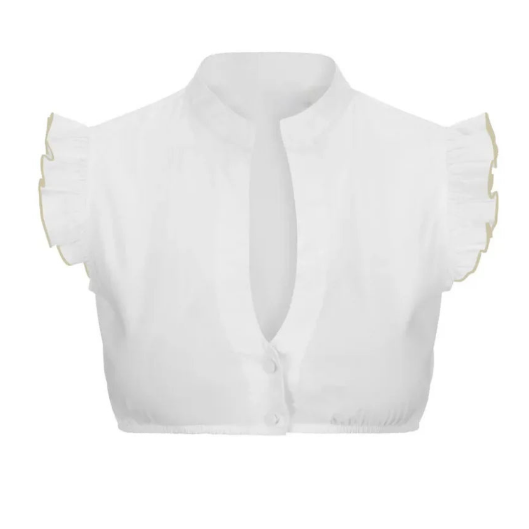 Dirndl-blouse - Witte top met korte mouwen voor dames, perfect voor het Oktoberfest-Boetiek Moda