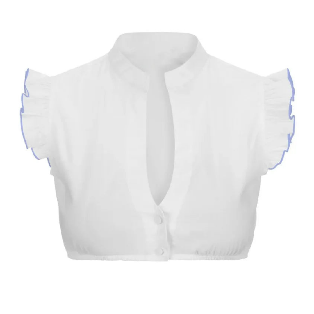 Dirndl-blouse - Witte top met korte mouwen voor dames, perfect voor het Oktoberfest-Boetiek Moda