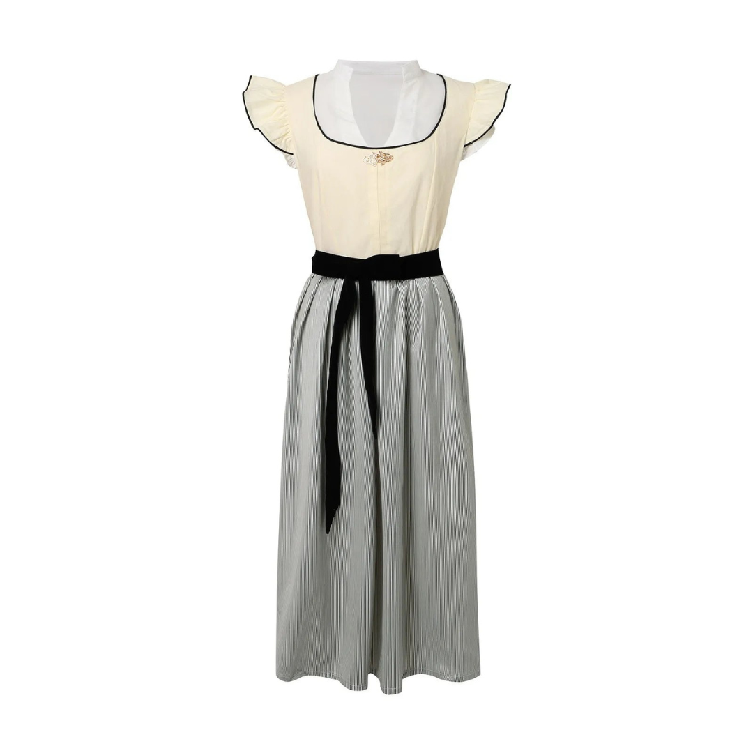 Dirndls - Witte Mouwloze Midi Oktoberfest Dirndl Jurk-Boetiek Moda