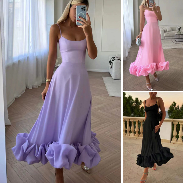 Elegante jurk - Spagettibandjes - Midi - Korsetjurk - Cocktailjurk-Boetiek Moda