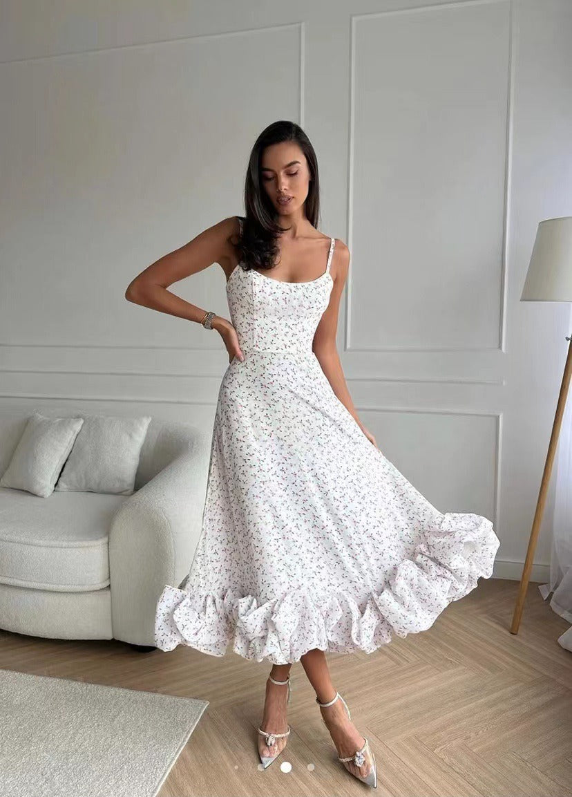 Elegante jurk - Spagettibandjes - Midi - Korsetjurk - Cocktailjurk-Boetiek Moda