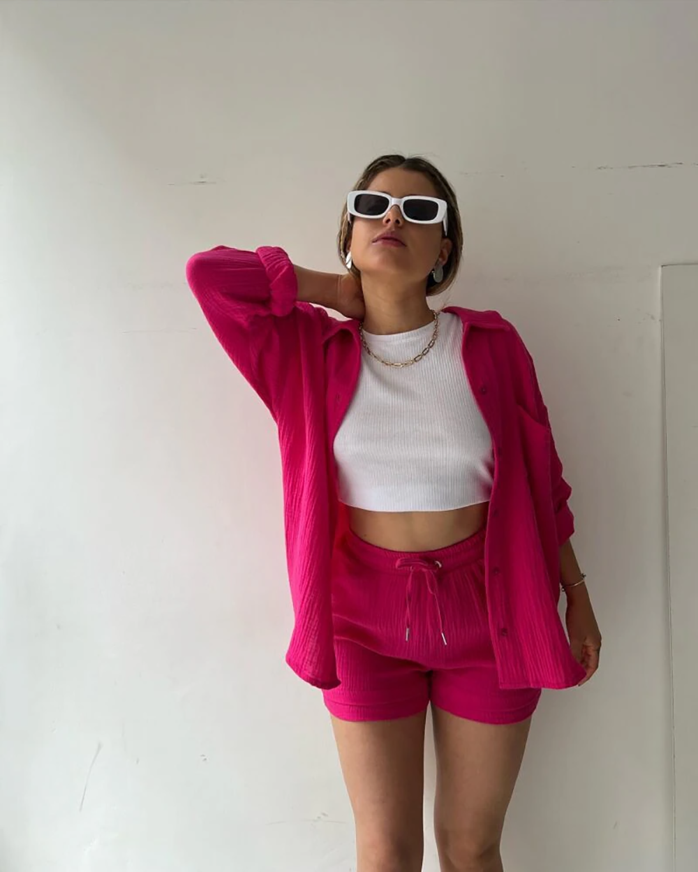 Elena Matching Set | Casual tweedelige shorts & revers shirt set is een toptrend deze zomer-Boetiek Moda