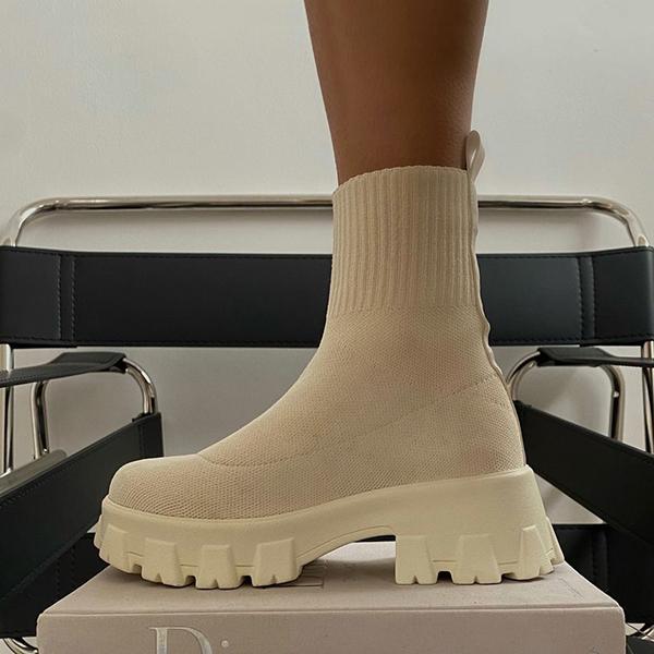 Enkellaarsjes - Chunky - Platform - Soklaarzen - Dameslaarzen-Boetiek Moda