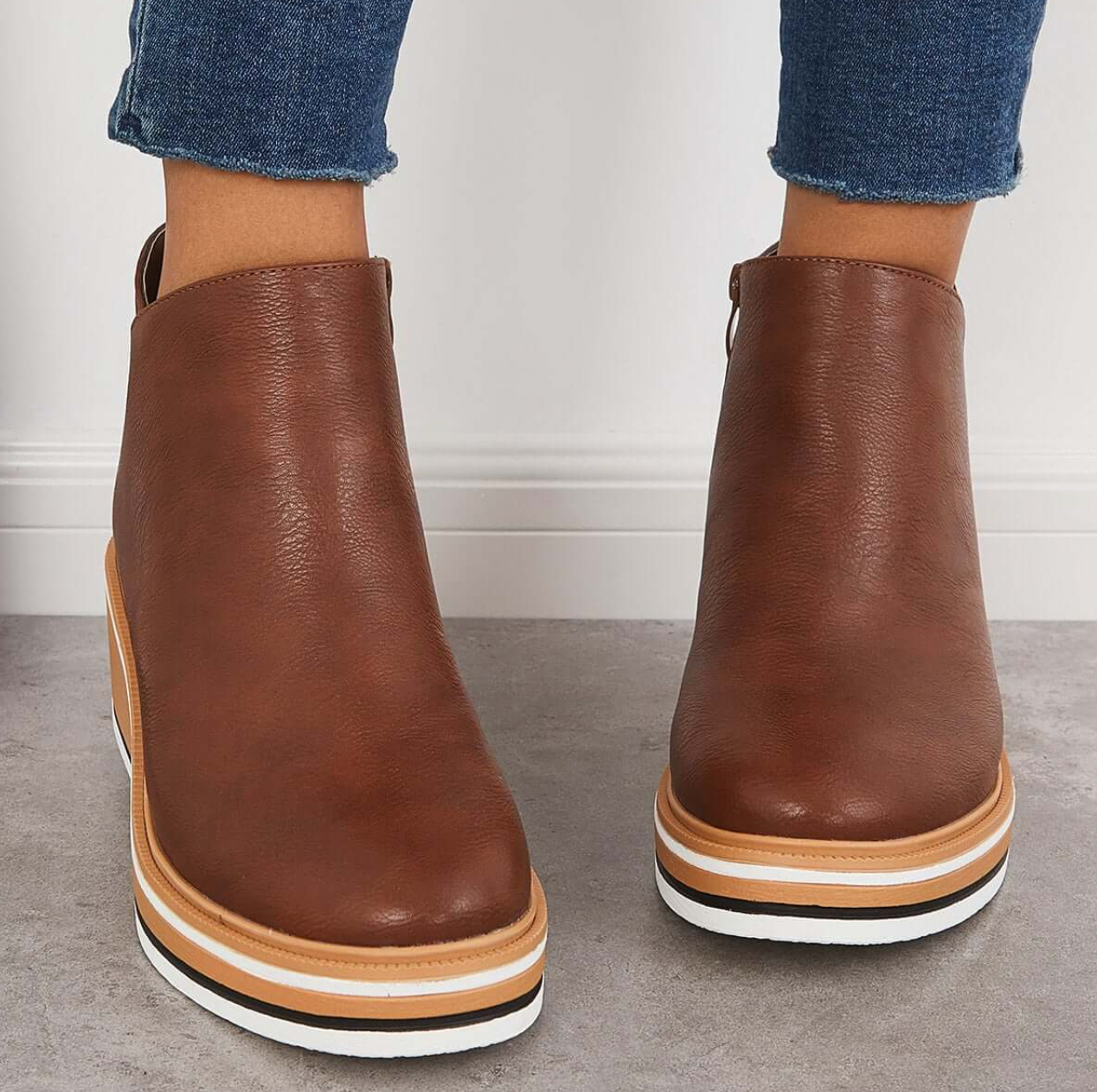 Enkellaarsjes | Sleehak | Rits | Plateauzolen | Dameslaarzen-Boetiek Moda