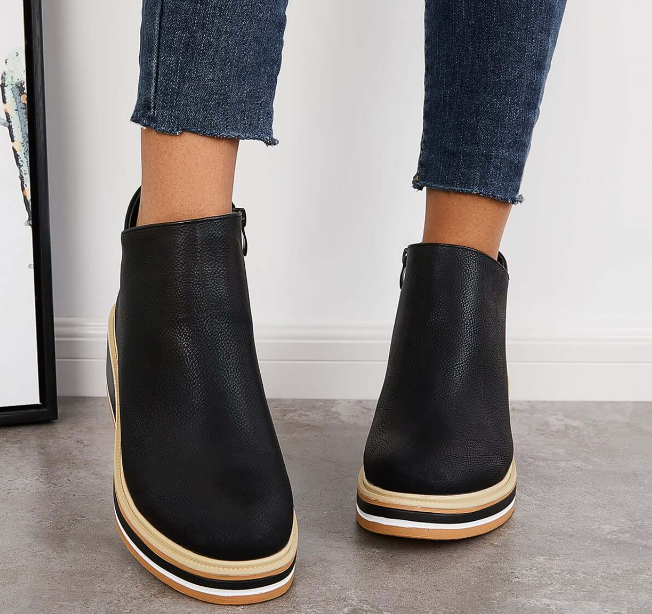 Enkellaarsjes | Sleehak | Rits | Plateauzolen | Dameslaarzen-Boetiek Moda