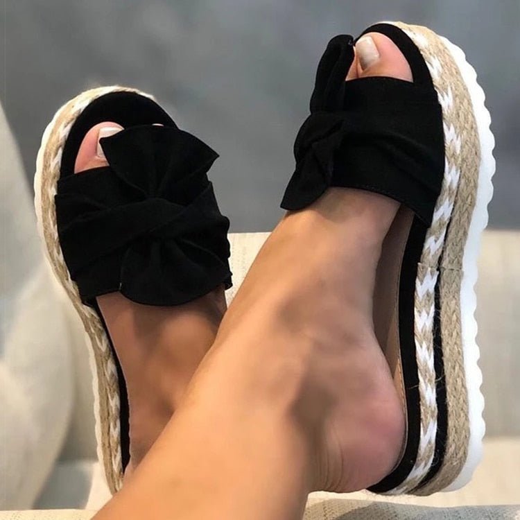 Espadrilles - Slip-On - Strik - Platform Slippers - Damessandalen-Boetiek Moda