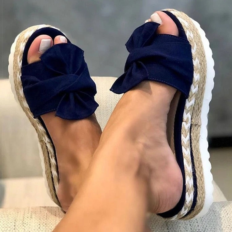 Espadrilles - Slip-On - Strik - Platform Slippers - Damessandalen-Boetiek Moda