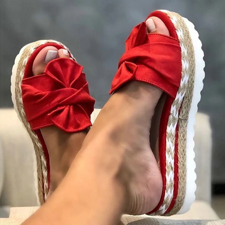Espadrilles - Slip-On - Strik - Platform Slippers - Damessandalen-Boetiek Moda