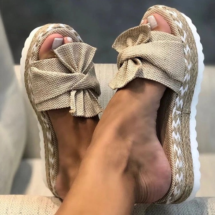 Espadrilles - Slip-On - Strik - Platform Slippers - Damessandalen-Boetiek Moda