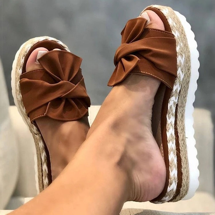 Espadrilles - Slip-On - Strik - Platform Slippers - Damessandalen-Boetiek Moda