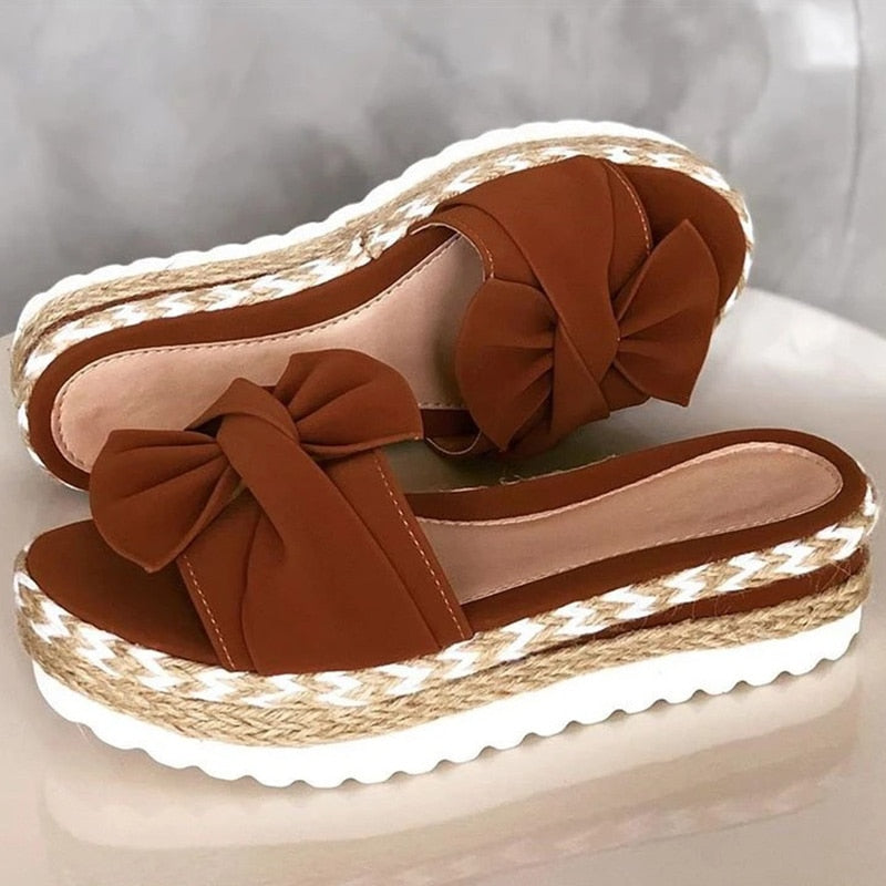 Espadrilles - Slip-On - Strik - Platform Slippers - Damessandalen-Boetiek Moda