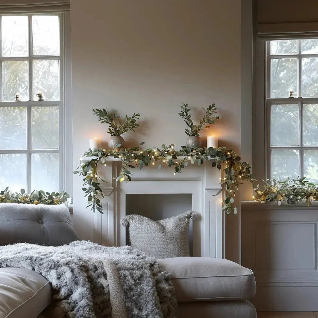 Eucalyptuskrans | Kunstmatig | LED | Kunstmatig kerstgroen | Groene krans-Boetiek Moda