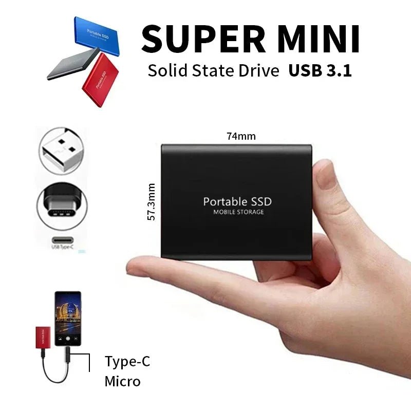 Externe SSD-schijf - Draagbare externe SSD-harde schijf met USB-C-Boetiek Moda