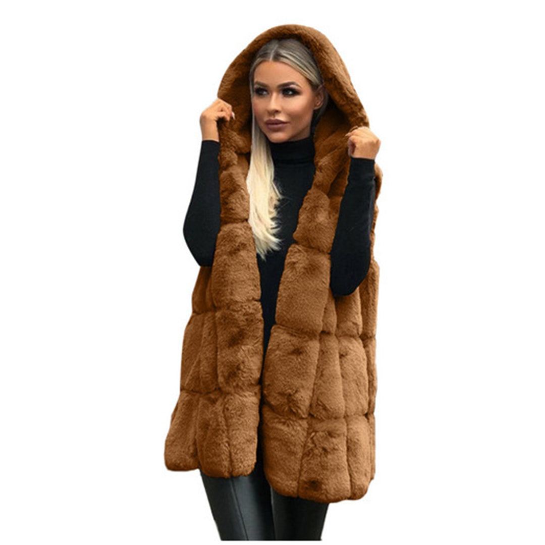 Faux Bont Gilet - Vrouwen Mouwloos Winter Vest met Capuchon Bodywarmer-Boetiek Moda