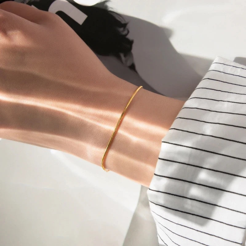 Fijne Armband - Zilver en goud - Slangenketting - Dunne armband - Damesjuwelen-Boetiek Moda