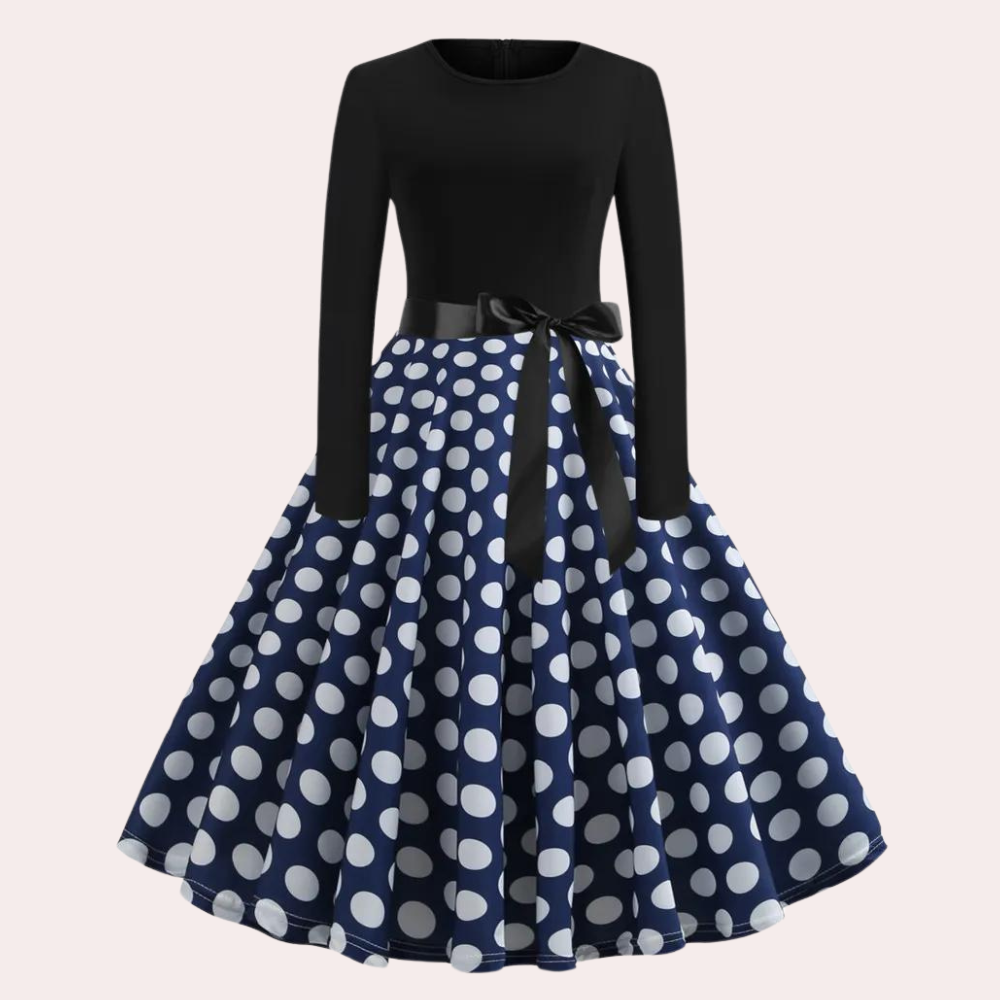 Fit & Flare-jurk - Damesjurk met lange mouwen en klokvormige zoom tot op de knie-Boetiek Moda