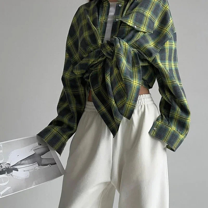 Flanellen overhemd - Katoen - Ruit - Oversized overhemd - Flanellen overhemden voor dames-Boetiek Moda