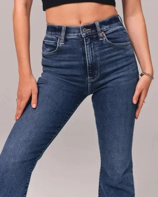 Flared Jeans | Blauw | Denim | High Waisted Jeans | Damesjeans-Boetiek Moda