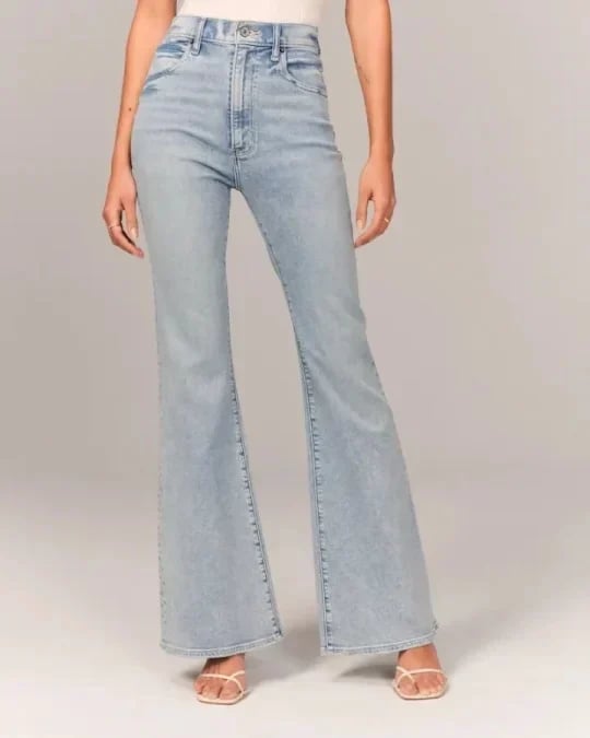 Flared Jeans | Blauw | Denim | High Waisted Jeans | Damesjeans-Boetiek Moda
