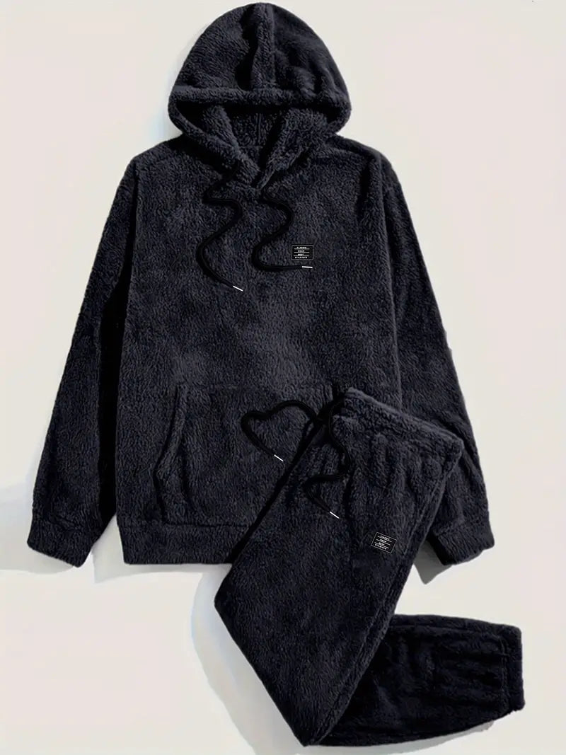 Fleece Loungewear - Comfy Tweedelige Teddy Hoodie en Sweatbroek Set-Boetiek Moda