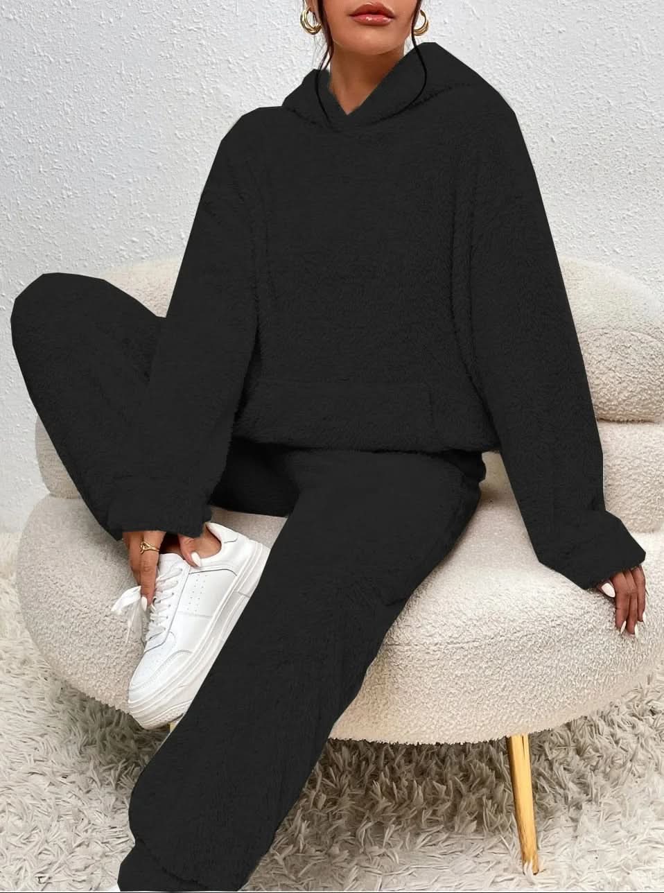 Fleece Loungewear - Tweedelige loungeset voor dames met hoodie en joggingbroek-Boetiek Moda