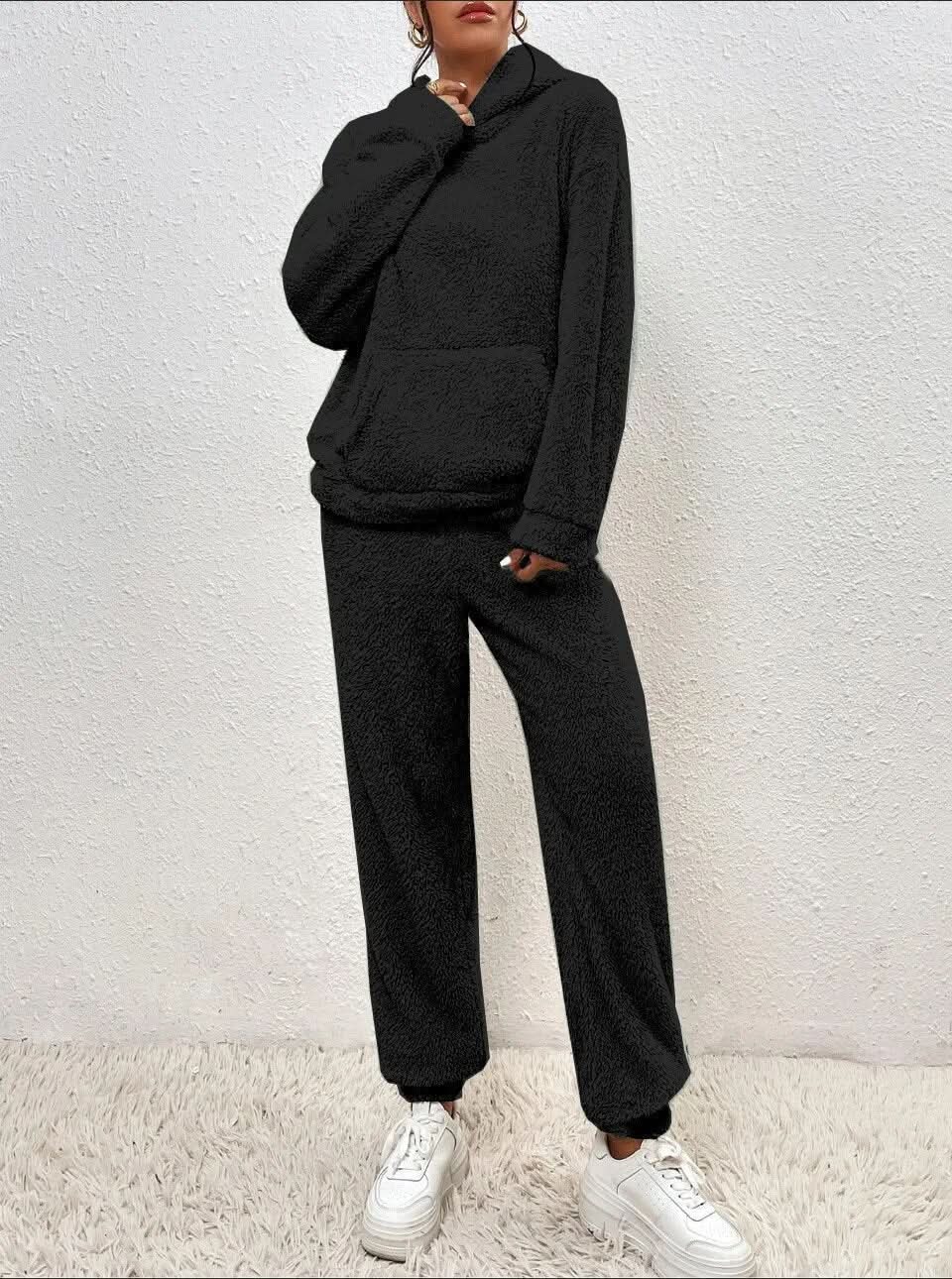Fleece Loungewear - Tweedelige loungeset voor dames met hoodie en joggingbroek-Boetiek Moda