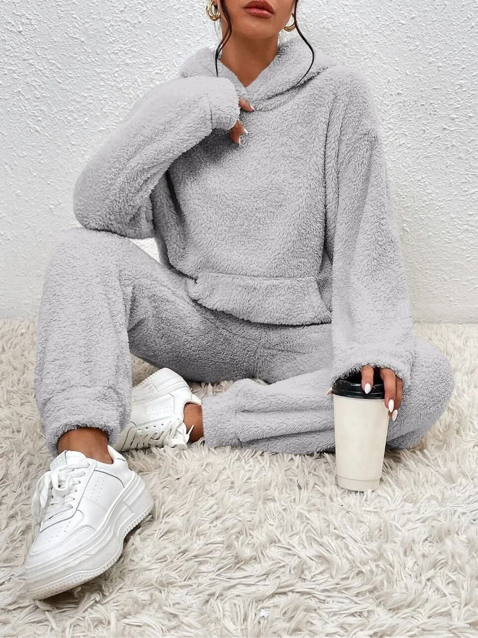 Fleece Loungewear - Tweedelige loungeset voor dames met hoodie en joggingbroek-Boetiek Moda