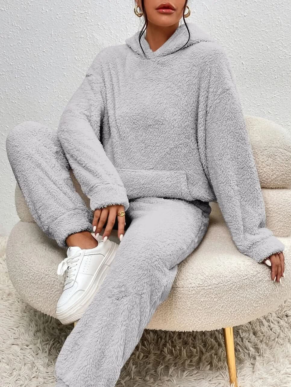 Fleece Loungewear - Tweedelige loungeset voor dames met hoodie en joggingbroek-Boetiek Moda