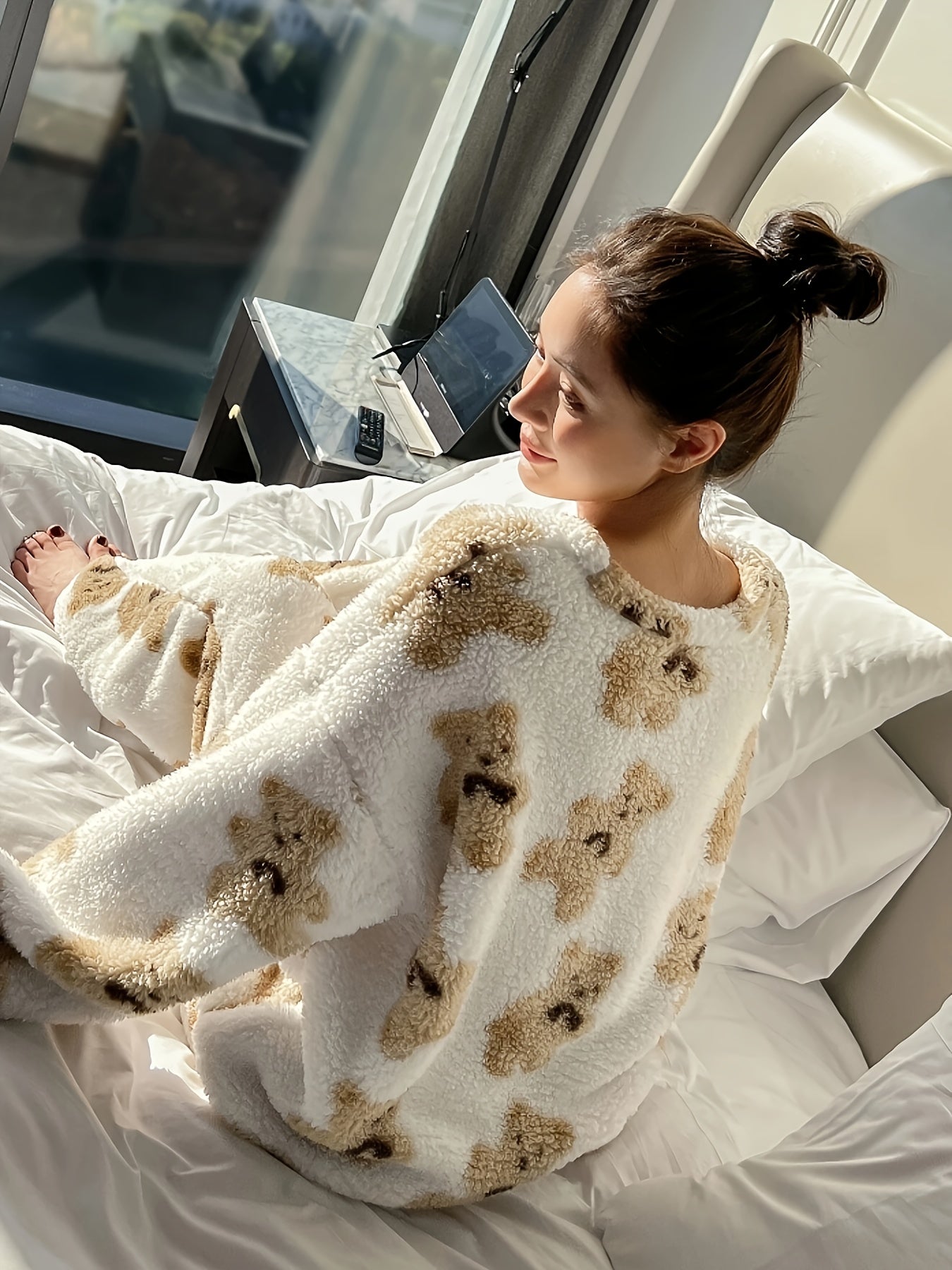 Fleece Pyjama | Lange Mouw | Teddy | Winter Pyjama | Dames Loungewear-Boetiek Moda