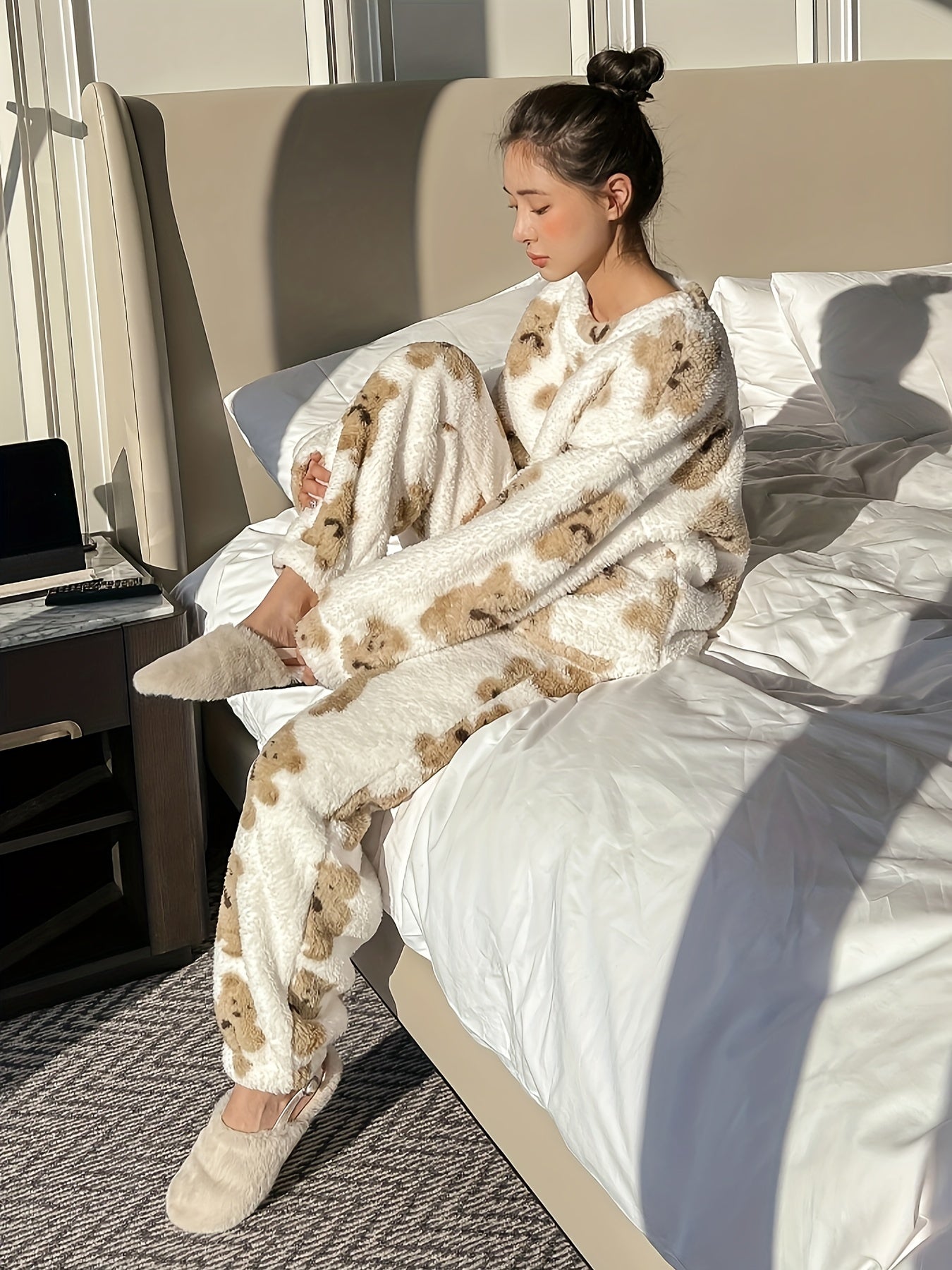 Fleece Pyjama | Lange Mouw | Teddy | Winter Pyjama | Dames Loungewear-Boetiek Moda