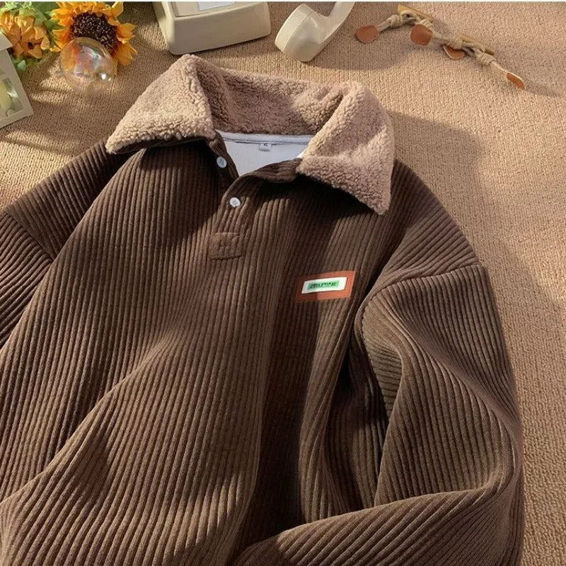 Fleece Sweater Trui - Warm - Button-Up - Corduroy Pullover - Winterkleding voor heren-Boetiek Moda